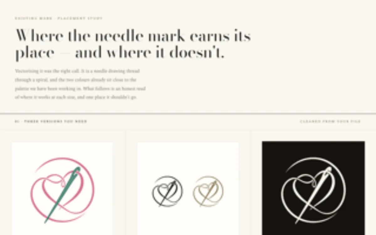 The logo study: where the needle mark earns its place, and where it doesn't